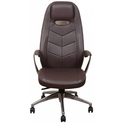 Кресло для руководителя "Бюрократ ZEN", кожа, алюминий, коричневый - 2