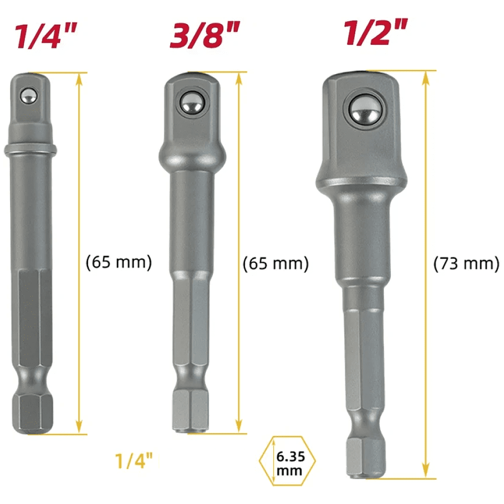 Набор адаптеров шестигранников Deli YS EDL110002, 1/4 на квадрат 1/4'', 3/8'', 1/2" - 8