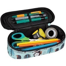Пенал CoolPack "Shoppy", 1 отделение, голубой, черный