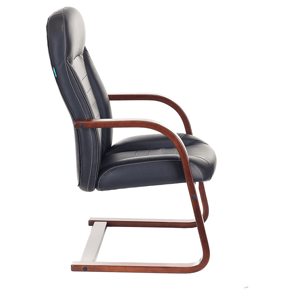 Кресло на полозьях Бюрократ "T-9923WALNUT-AV" натуральная кожа, дерево, черный - 3