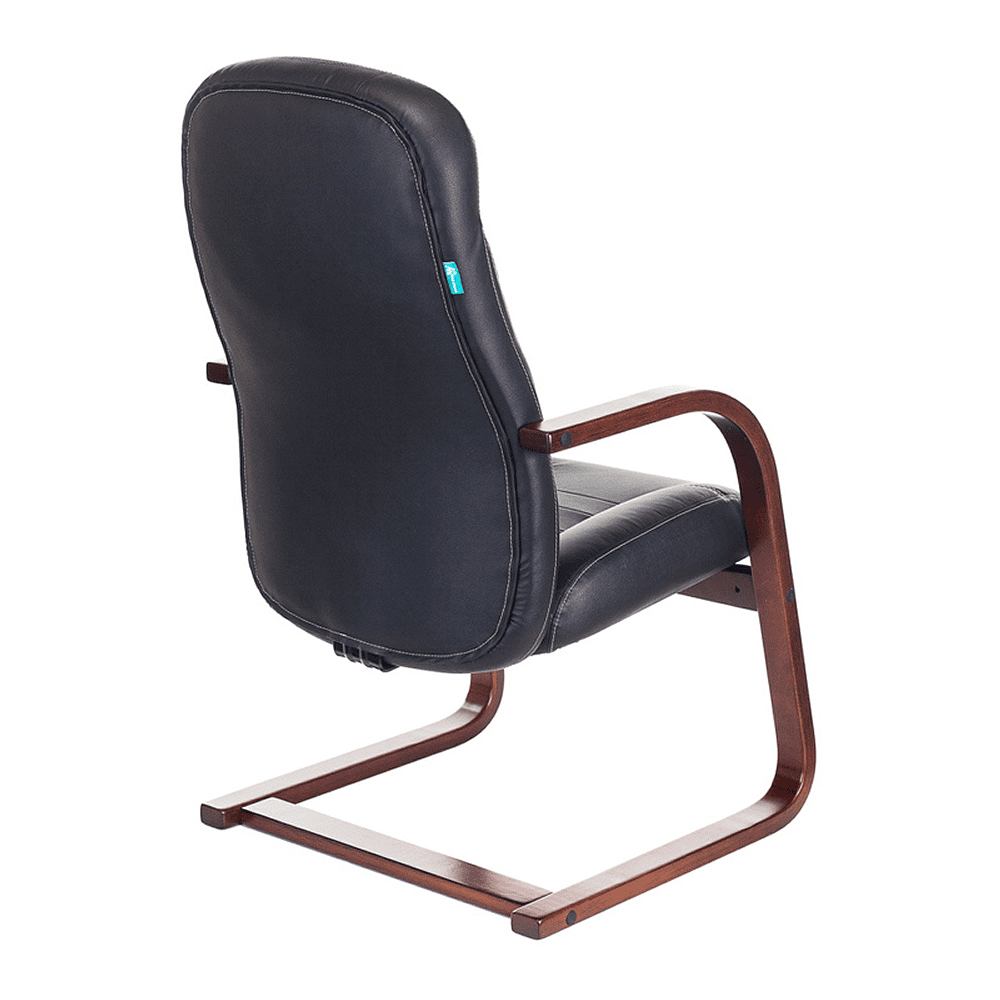 Кресло на полозьях Бюрократ "T-9923WALNUT-AV" натуральная кожа, дерево, черный - 4