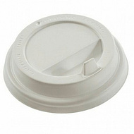 Крышка пластиковая для стаканов d=80мм, для горячих напитков, 100 шт/упак, с клапаном, глянцевая, белый