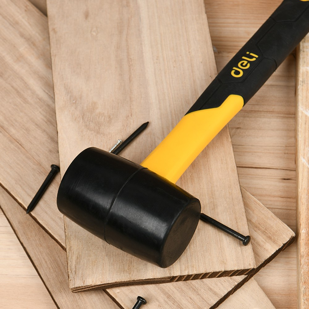 Киянка резиновая черная Deli YS EDL5916, 0,45 кг, фибергласовая рукоятка - 6