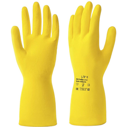 Перчатки латексные HQ Profiline, р-р M, с х/б покрытием, желтый