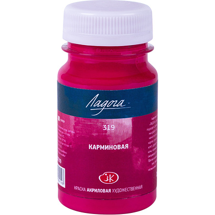Краски акриловые "Ладога", 319 карминовая, 100 мл., банка