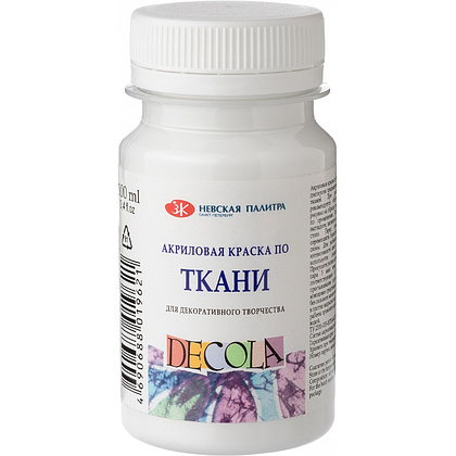 Краска акриловая по ткани "Декола", 104 белая, 100 мл. банка