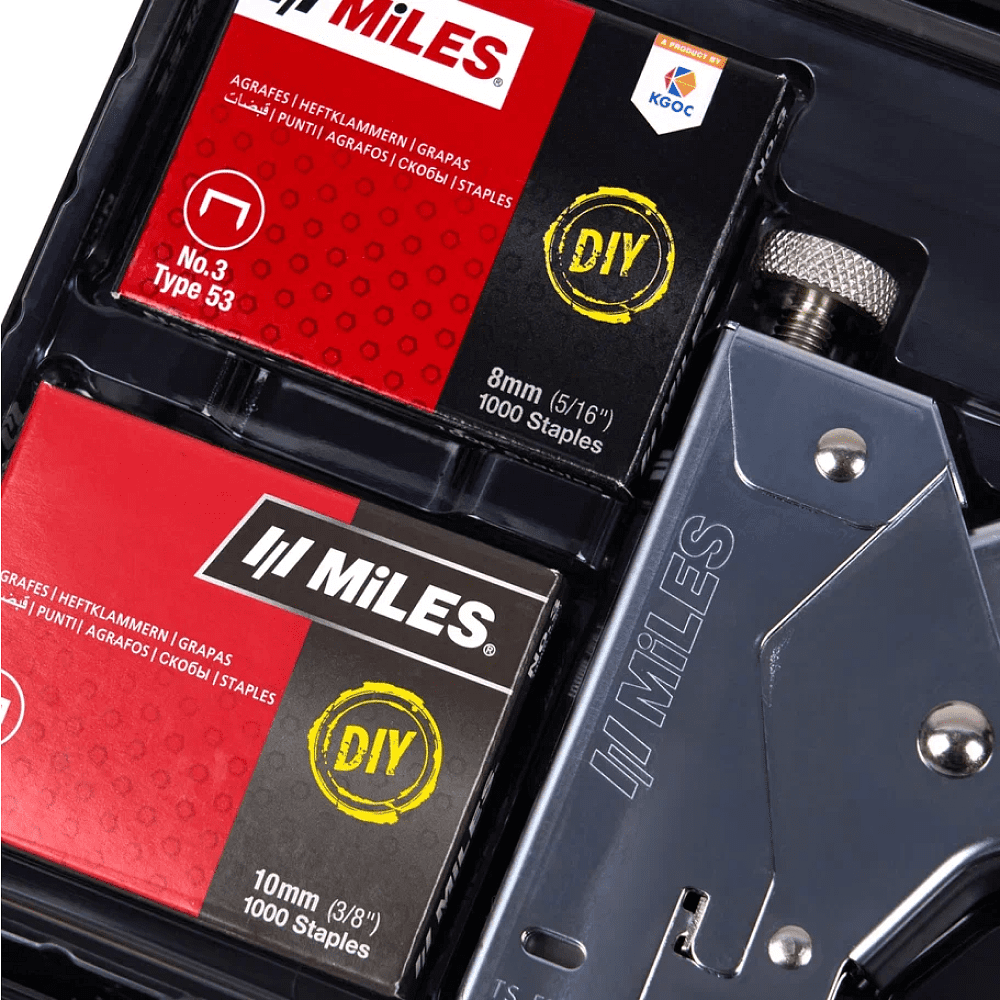 Набор инструментов Miles "5585KM3-D8-D10", степлер скобозабивной + скобы - 5