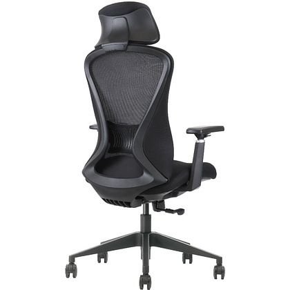 Кресло для руководителя EVOLUTION "OFFICE COMFORT", ткань, сетка, пластик, черный - 7