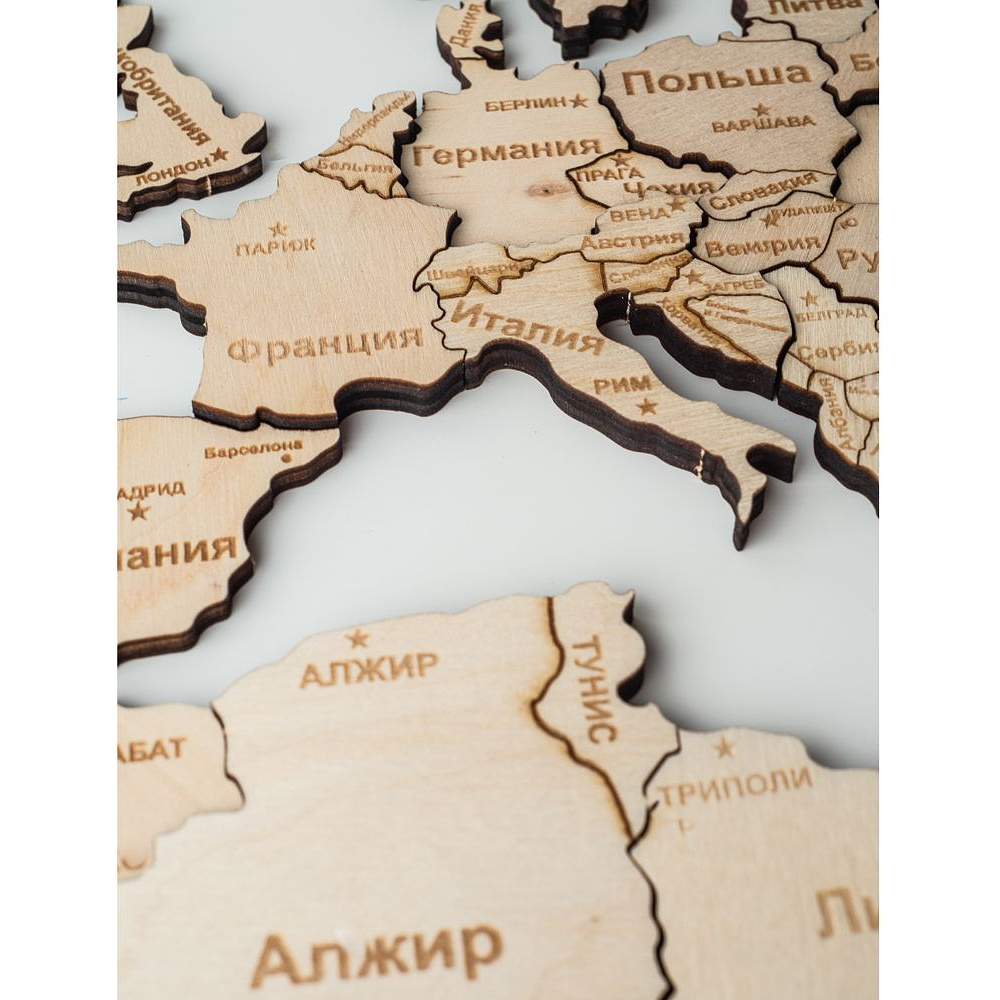 Пазл деревянный "Карта мира" одноуровневый на стену,  XL 3143, 72х130 см - 4