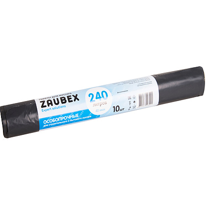 Мешки для мусора ПВД "Zaubex", 40 мкм, 240 л, 10 шт/рулон, черный