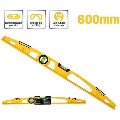 Уровень строительный литой Deli YS EDL290600Q, 600 мм, с двойным обзором - 2