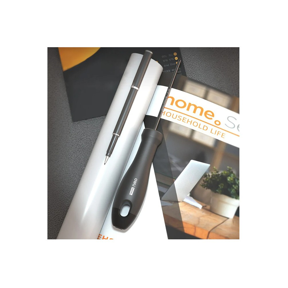 Отвертка Deli HS EHT1105, SL5х100 мм, Soft Touch, черный - 7