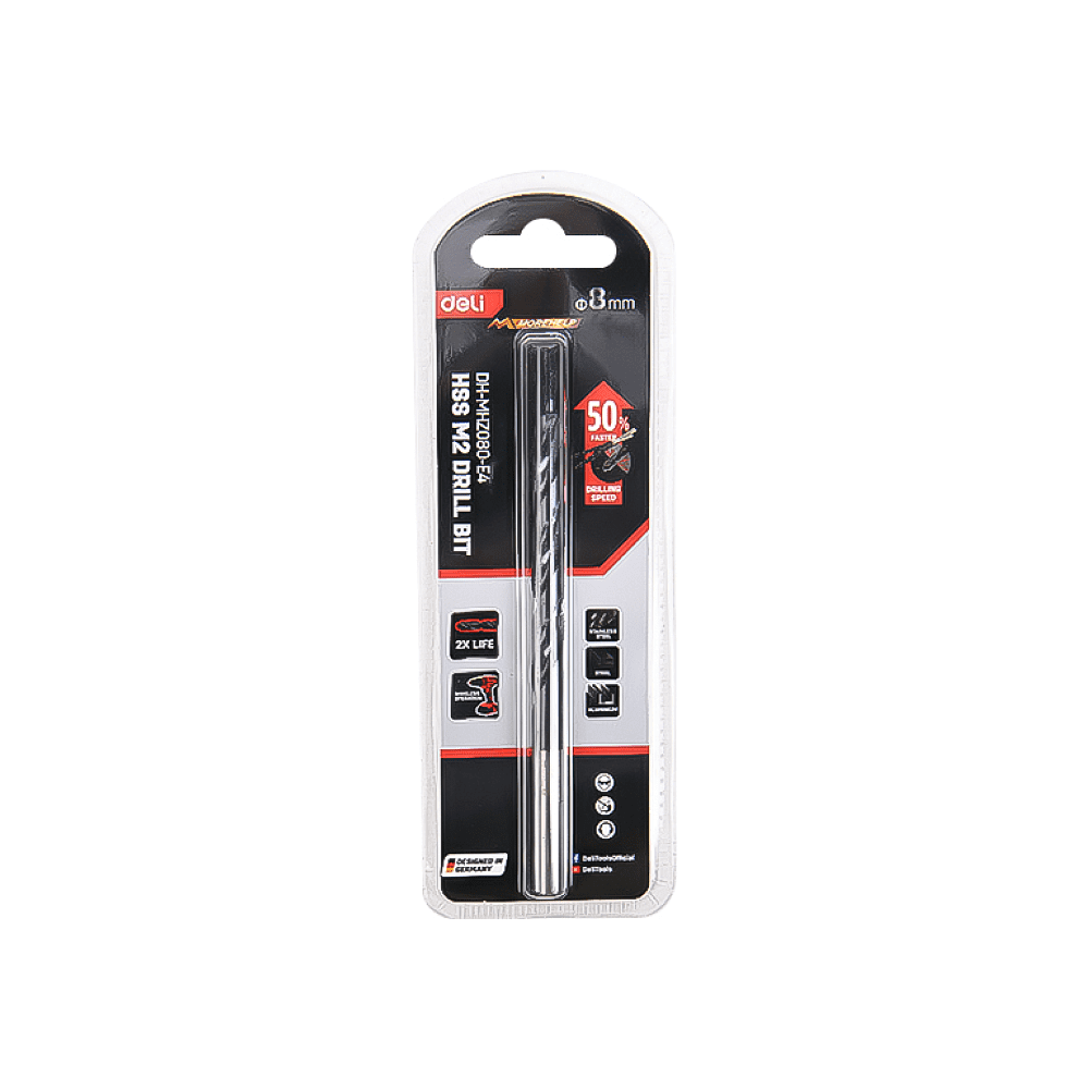 Сверло по металлу Deli RS EDH-MHZ080-E4, 8.0 мм, DIN 338, HSS-TiN - 3