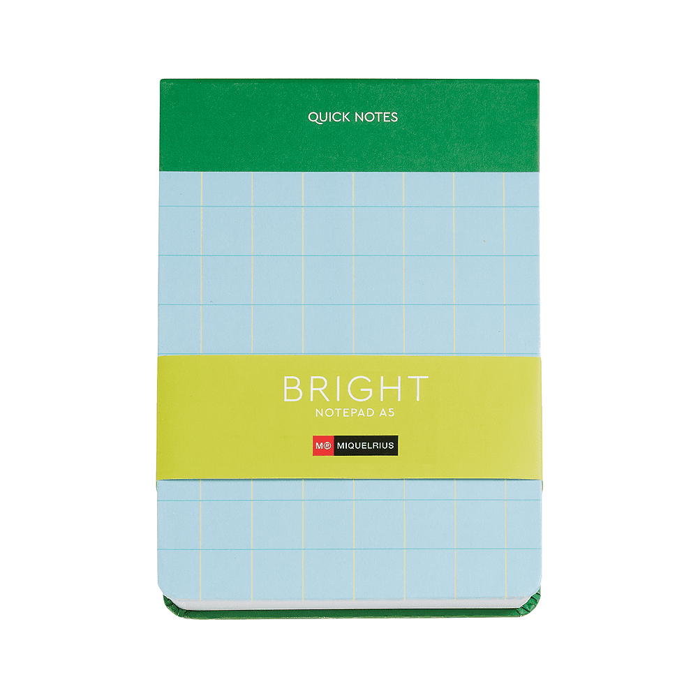 Блокнот "Bright", А5, 135х191 мм, 80 листов, линейка, зеленый, голубой