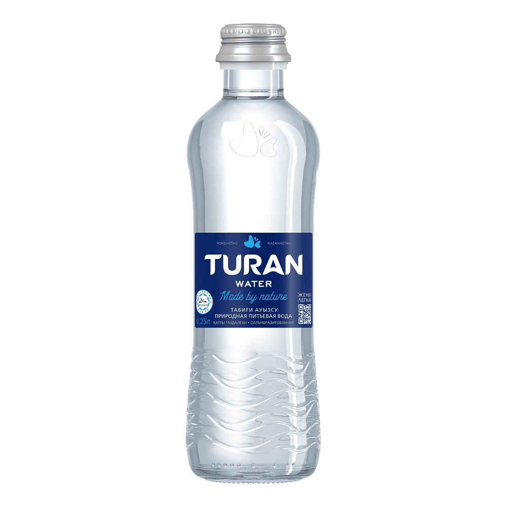 Вода минеральная питьевая "Тuran", газированная, 0.25 л, стеклянная бутылка