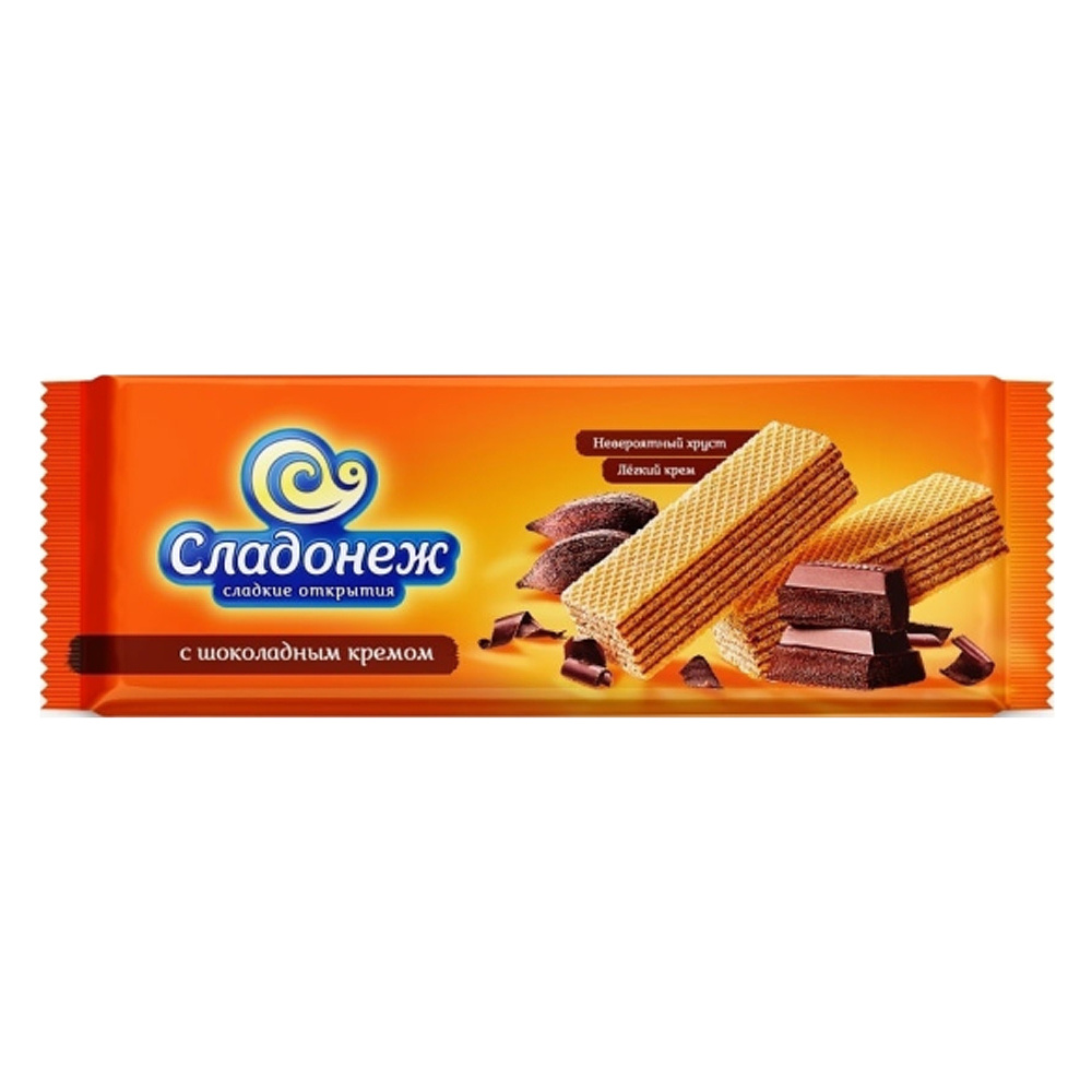 Вафли "Сладонеж", 270 г, с шоколадным кремом