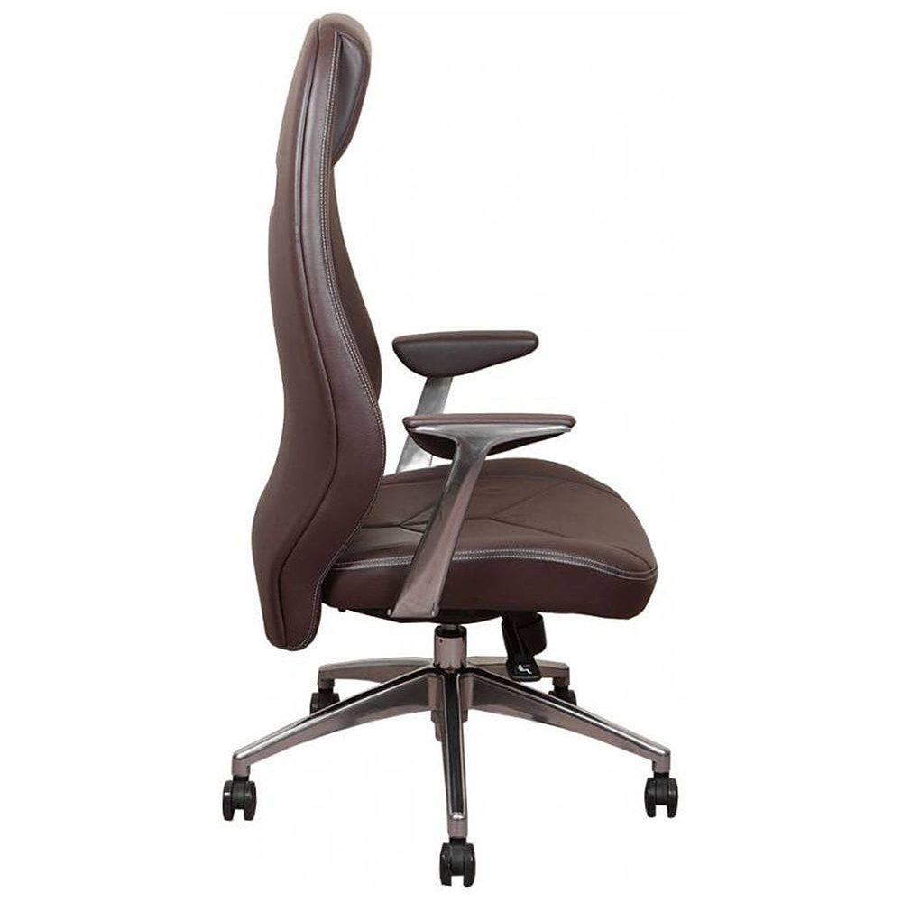 Кресло для руководителя "Бюрократ ZEN", кожа, алюминий, коричневый - 3
