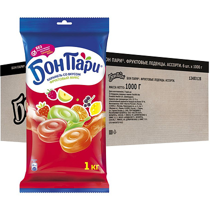 Леденцы фруктовые "Бон Пари ассорти", 1000 г - 4