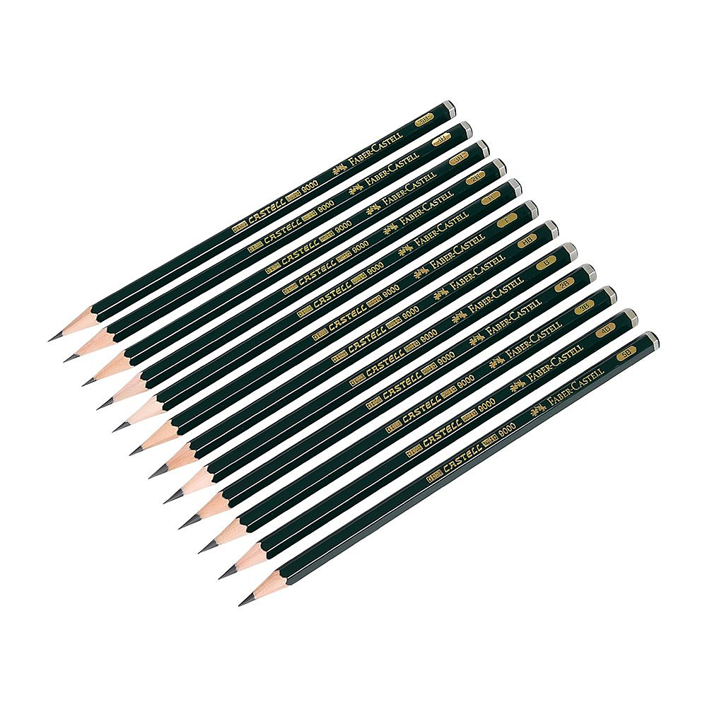 Набор карандашей чернографитных "Castell 9000", 4B-6H, 12 шт., в металлической коробке - 3