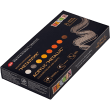 Краска акриловая металлик "Декола", набор 8 цветов, 18 мл, тубы