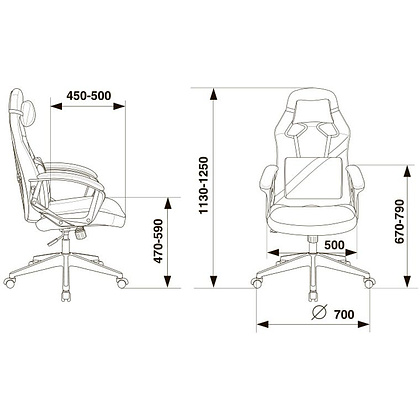 Кресло игровое "Zombie DRIVER", экокожа, пластик, черный, белый - 14