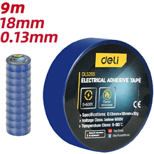 Изолента ПВХ Deli YS EDL5265, 18 мм x 10 м, 130 мкм, синяя