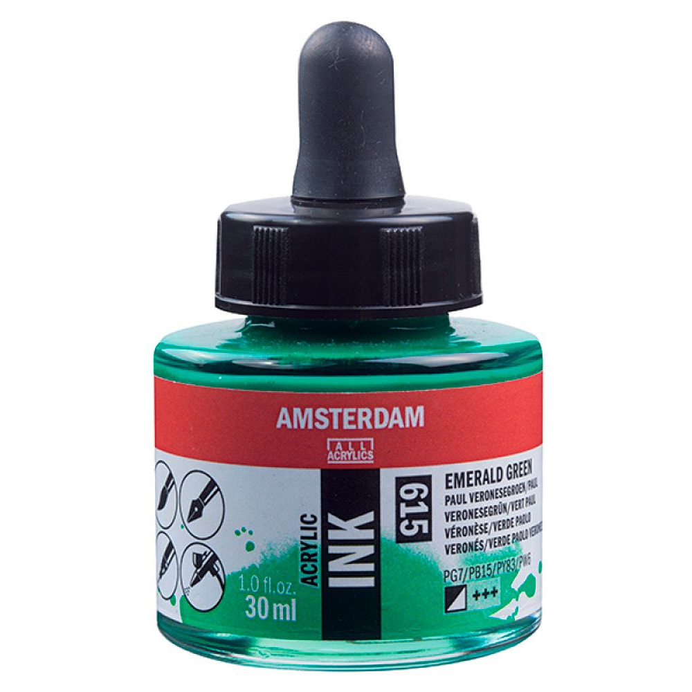 Жидкий акрил "Amsterdam", 615 изумрудный, 30 мл