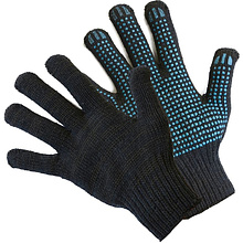 Перчатки трикотажные х/б, с ПВХ покрытием Точка из 6-и нитей, 7,5 кл. вязки, черный