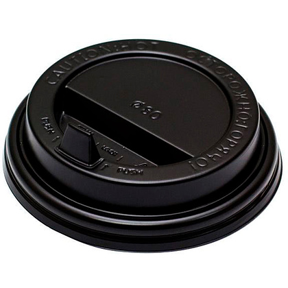  Крышка пластиковая для стаканов d=90мм, с клапаном, глянцевая, 100 шт/упак, черный