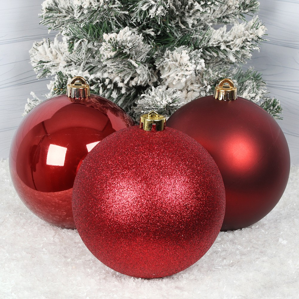 Шар елочный "41889", 15 см, пластик, ассорти, 3шт/уп. - 5