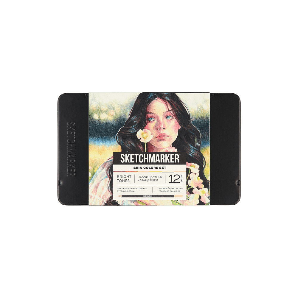 Карандаши цветные "Sketchmarker Оттенки кожи", набор 12 цветов, жестяной пенал