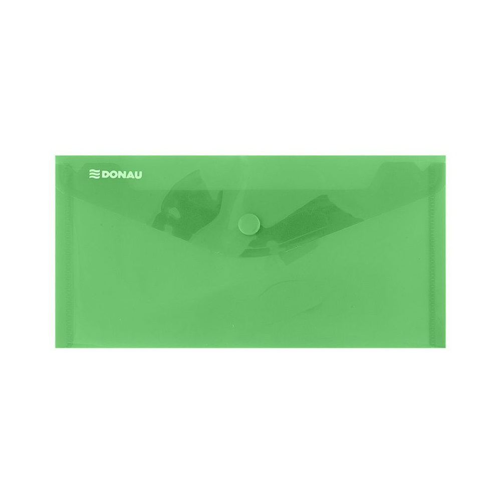 Папка-конверт на кнопке "Donau DL", dl, зеленый прозрачный