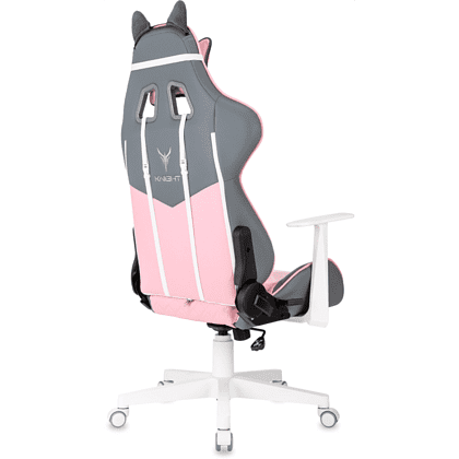 Кресло игровое Бюрократ Knight "Catzy", экокожа, пластик, серый, розовый - 3