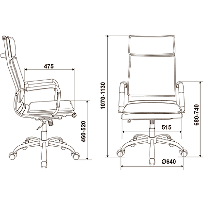 Кресло для руководителя "Бюрократ CH-993" высокая спинка, экокожа, хром, серый - 5