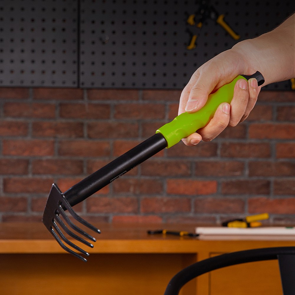 Грабли садовые Deli GS EDL580813, 310 мм, противоскользящая рукоятка, черный, зеленый - 4