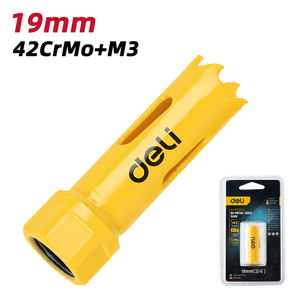 Коронка биметаллическая Deli YS EDH-SKK019-E1, 19 х 38 мм, М14 - 2