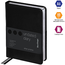 Ежедневник недатированный "Silver Pristine", А6, 320 страниц, черный