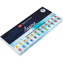 Краски акварельные "Ладога", набор 24 цветов, кюветы