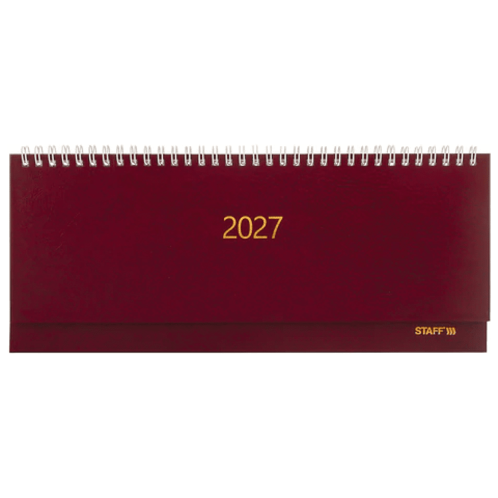 Планинг датированный "Staff" на 2027 год, 300х130 мм, 128 страниц, линейка, бордовый