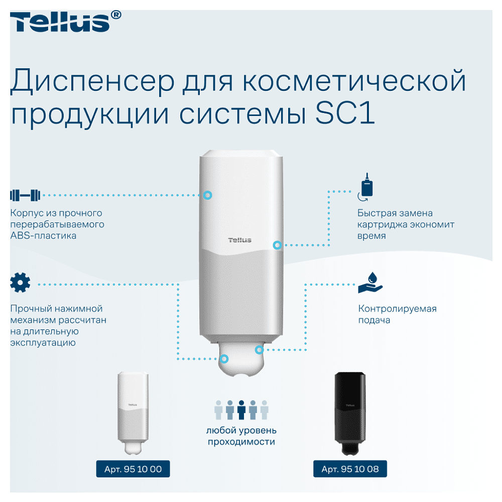 Диспенсер Tellus для косметической продукции, белый, SC1 - 9