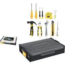 Набор ручного инструмента "Deli", 11 предметов, чемодан, черный, желтый