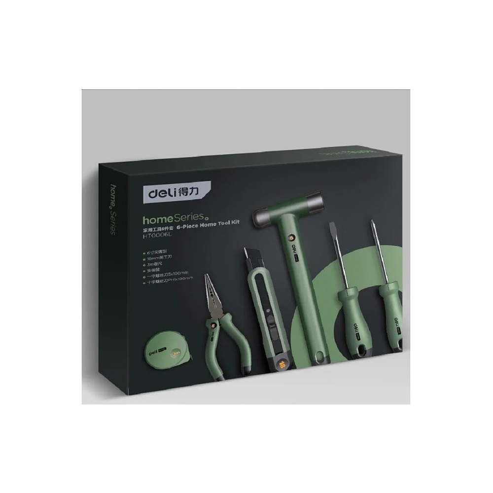 Набор ручного инструмента Deli HS EHT0006L, 6 предметов, Soft Touch, зеленый - 2