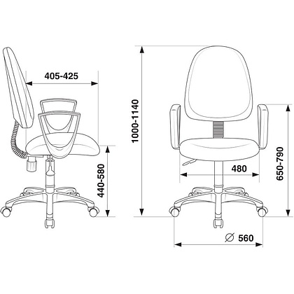 Кресло для персонала "Бюрократ CH-1300N Престиж+", ткань, пластик, серый - 5