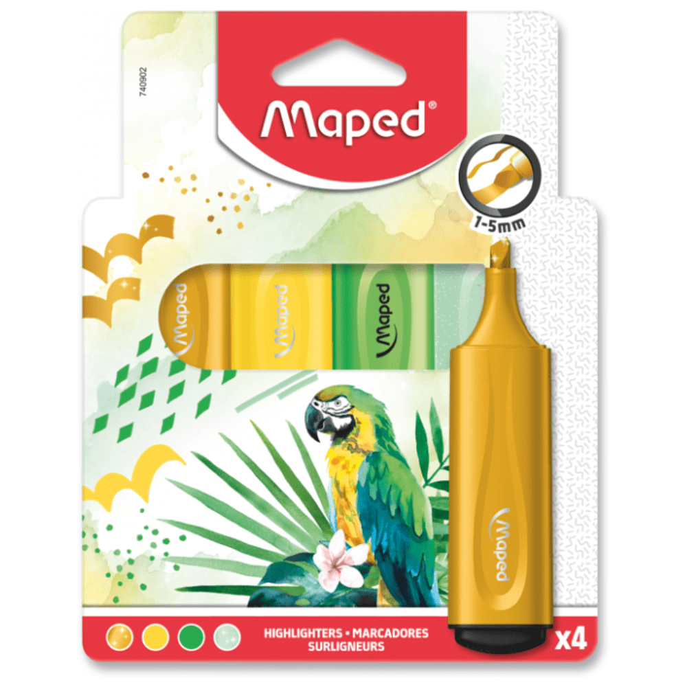 Набор маркеров текстовых Maped "Fluo Peps", 4 шт, ассорти, желтый