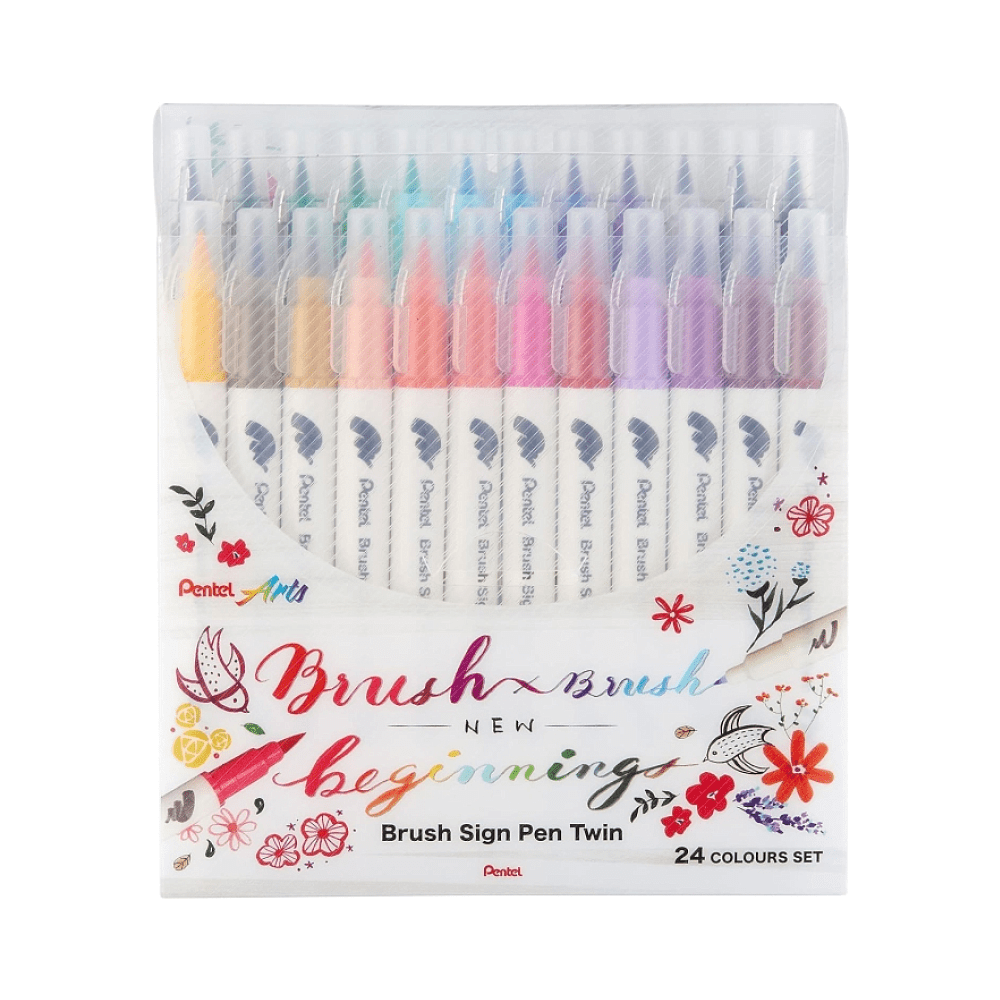 Маркер-кисть "Brush Sign pen twin", 24 шт