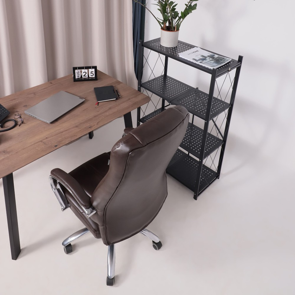 Кресло для руководителя "KING A" поворотное, хром, натуральная кожа, темно-коричневый - 28