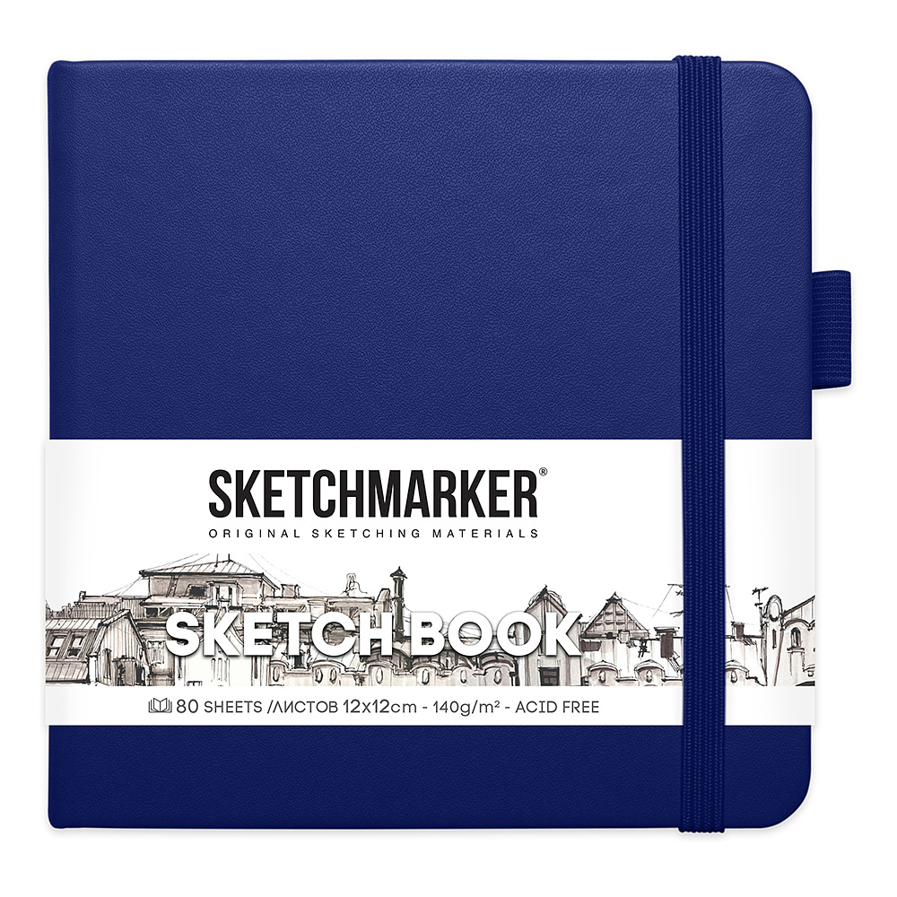 Скетчбук "Sketchmarker", 12x12 см, 140 г/м2, 80 листов, королевский синий