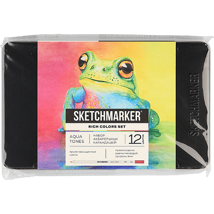 Цветные карандаши акварельные "Sketchmarker Яркие цвета", набор 12 цветов, жестяной пенал - 2