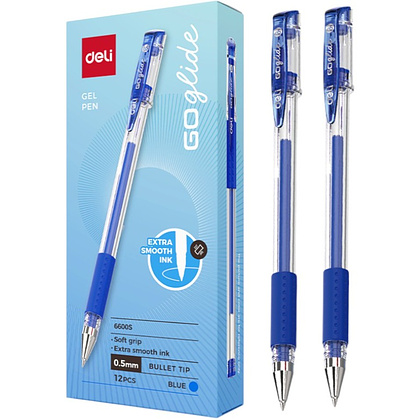 Ручка гелевая "Go Glide", 0.5 мм, прозрачный, стерж. синий - 2