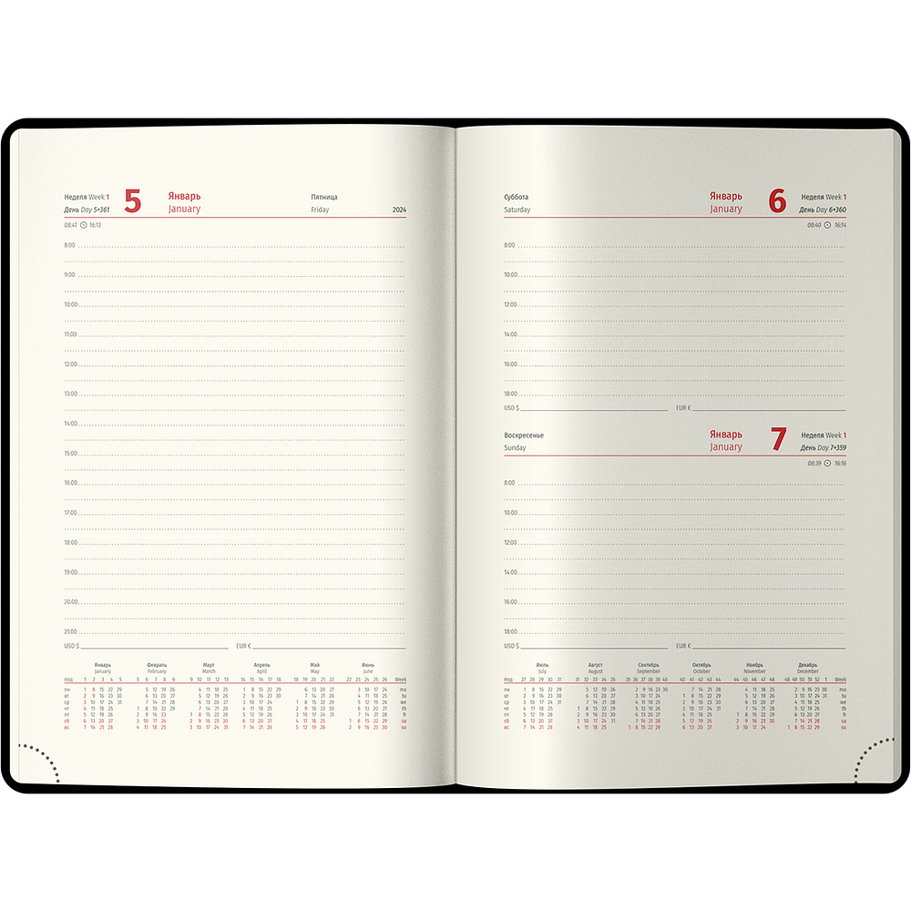 Ежедневник датированный "xGold" на 2024 год, А5, 368 страниц, бордовый - 3